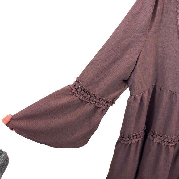 Ladies Oddi Brand Deep Lilac Open Tie Back Long Sleeve Dress Size 2X - Picture 2 of 10